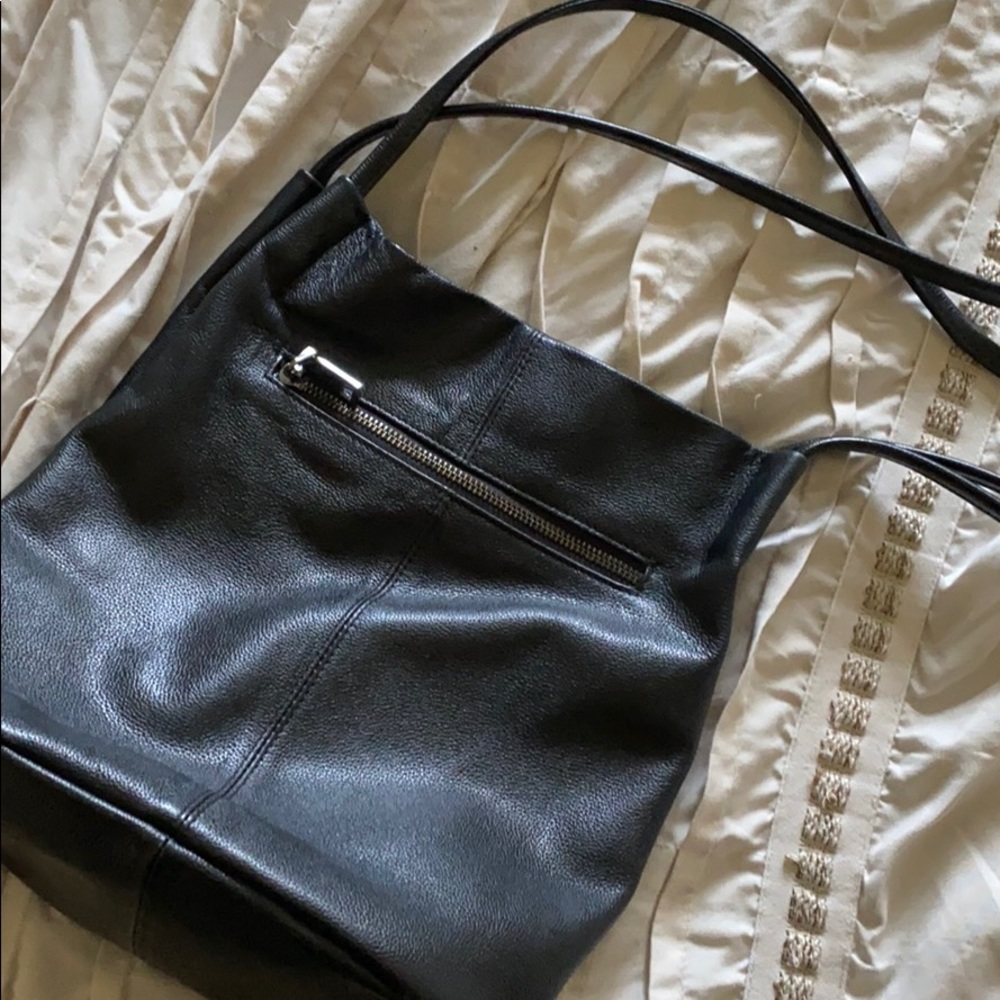 Black leather bag